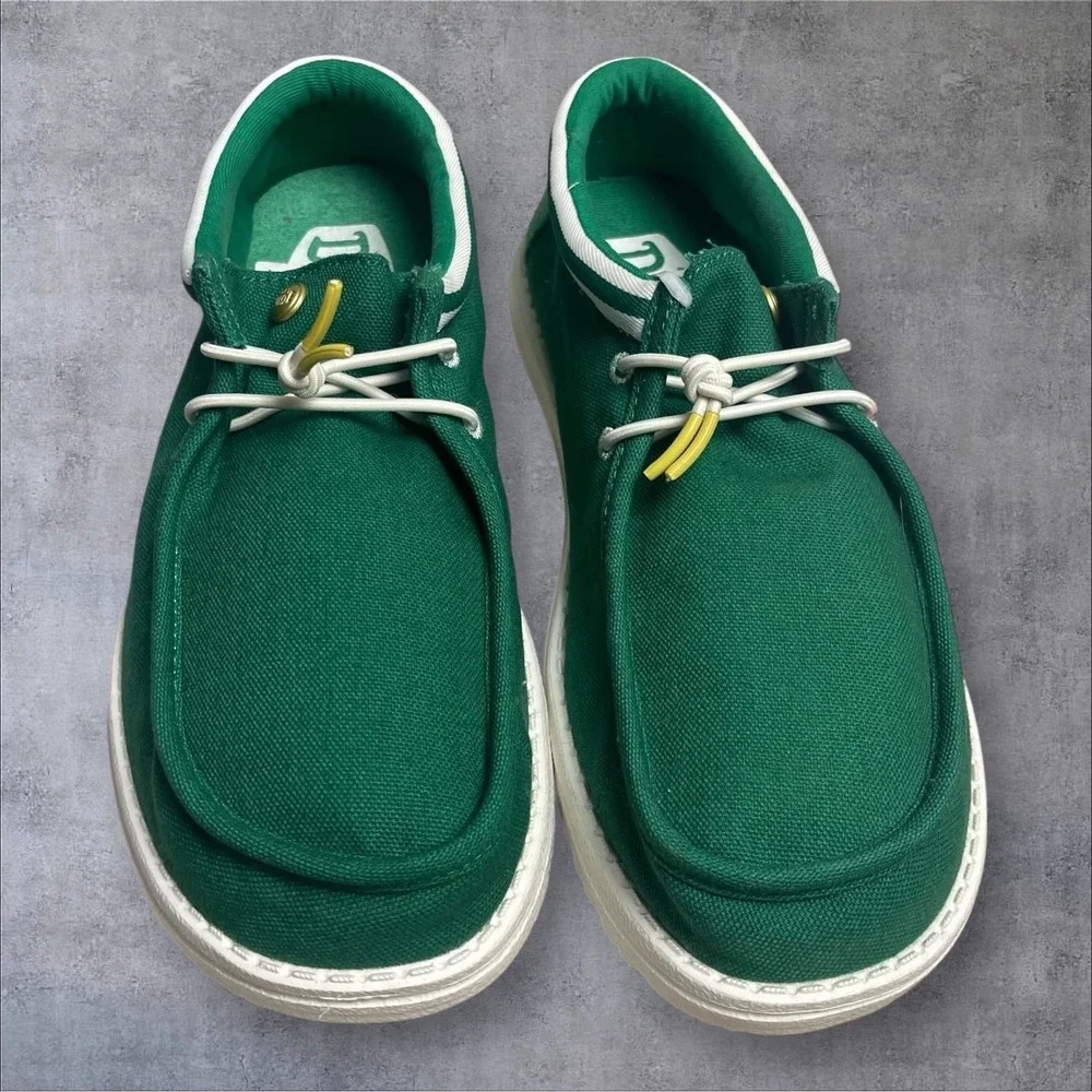 Hey Dude Wally Fairway Pine Green Mens 8 Loafers Casual Slip On Comfort Shoes